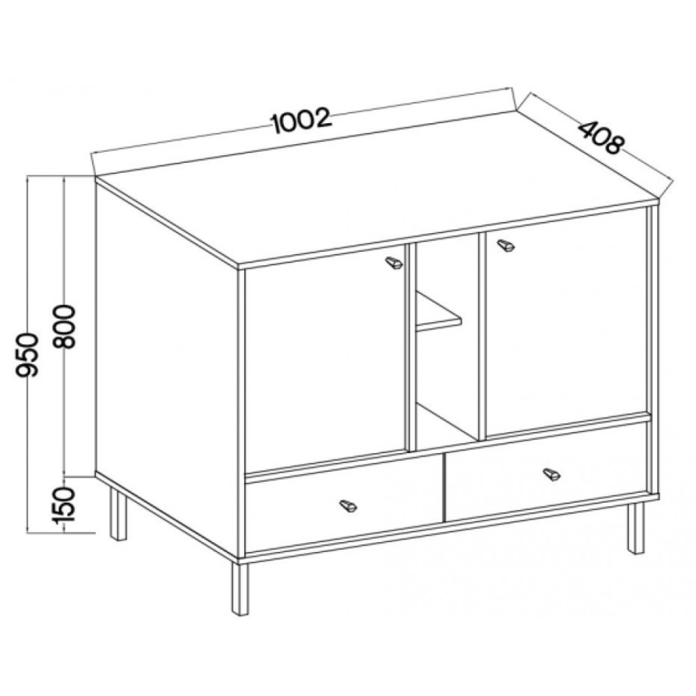 Μπουφές Siera 2F 2S Shelf-Μπεζ 100x41x95
