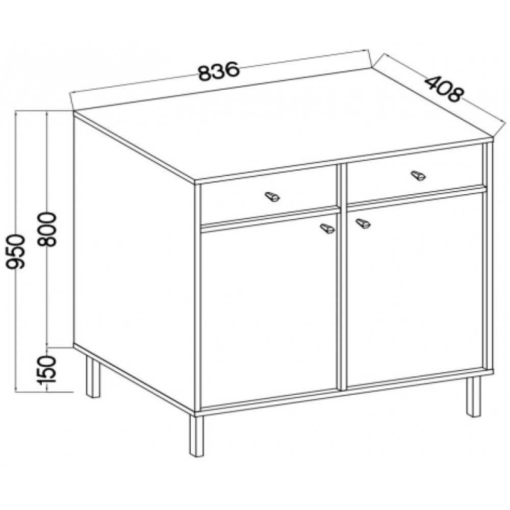 Μπουφές Siera 2F 2S-Χακί 84x41x95
