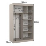Ντουλάπα Austin 120 συρόμενη-Γκρεζ 120x58x200