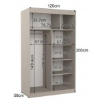 Ντουλάπα Alacant 120 συρόμενη-Γκρεζ 120x58x200
