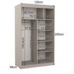 Ντουλάπα Etienne 120 συρόμενη-Γκρεζ 120x58x200