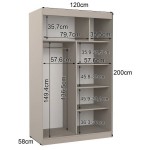 Ντουλάπα Spezia 120 συρόμενη-Γκρέζ 120x58x200