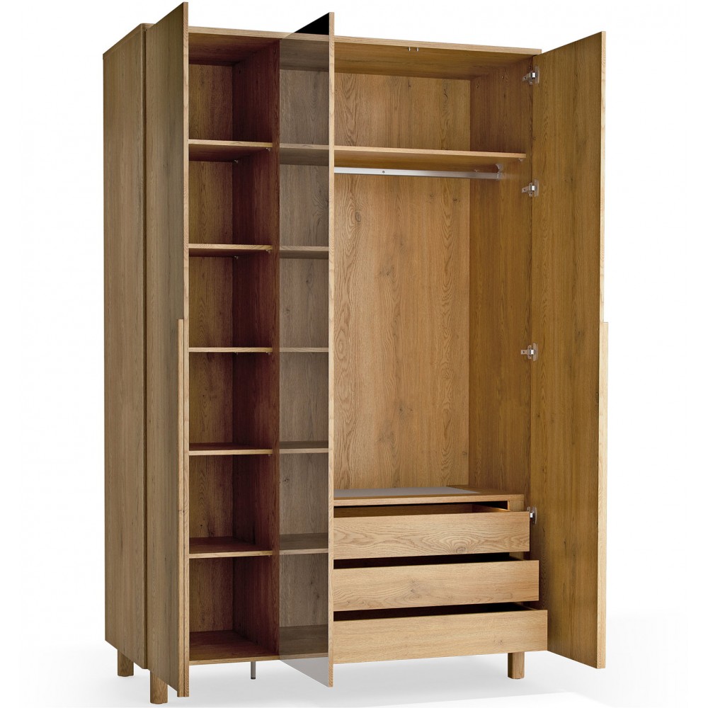 Ντουλάπα Well Τρίφυλλη-Με καθρέπτη 153.3x60x235