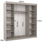 Ντουλάπα Bellov 200 συρόμενη-Γκρεζ 200x58x215