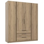 Ντουλάπα Luke 4F 3S Τετράφυλλη-Φυσικό 200x62x239