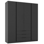 Ντουλάπα Luke 4F 3S Τετράφυλλη-Μαύρο 200x62x239
