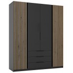 Ντουλάπα Luke 2FL Τετράφυλλη-Μαύρο 200x62x239