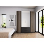 Ντουλάπα Luke LM 3S Τετράφυλλη-Μαύρο 200x62x239