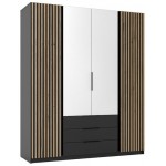 Ντουλάπα Luke LM 3S Τετράφυλλη-Μαύρο 200x62x239