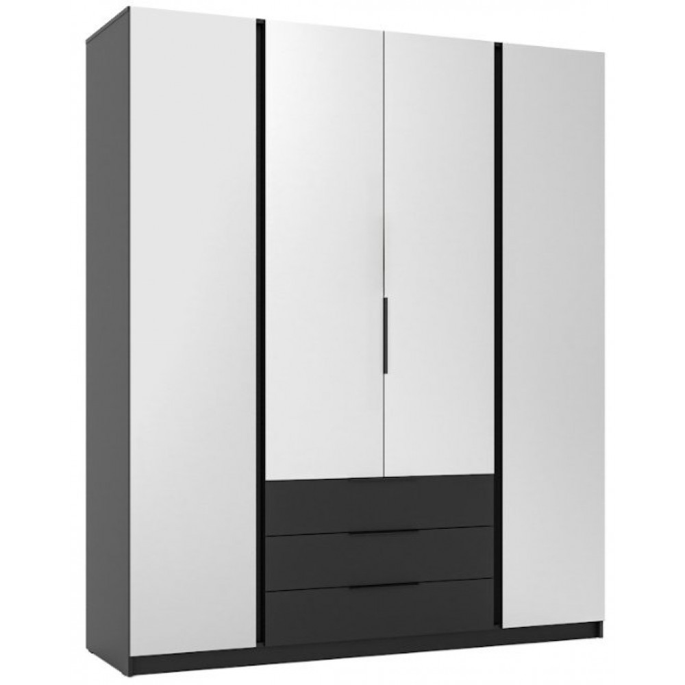 Ντουλάπα Luke M 3S Τετράφυλλη-Μαύρο 200x62x239