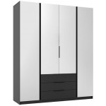 Ντουλάπα Luke M 3S Τετράφυλλη-Μαύρο 200x62x239