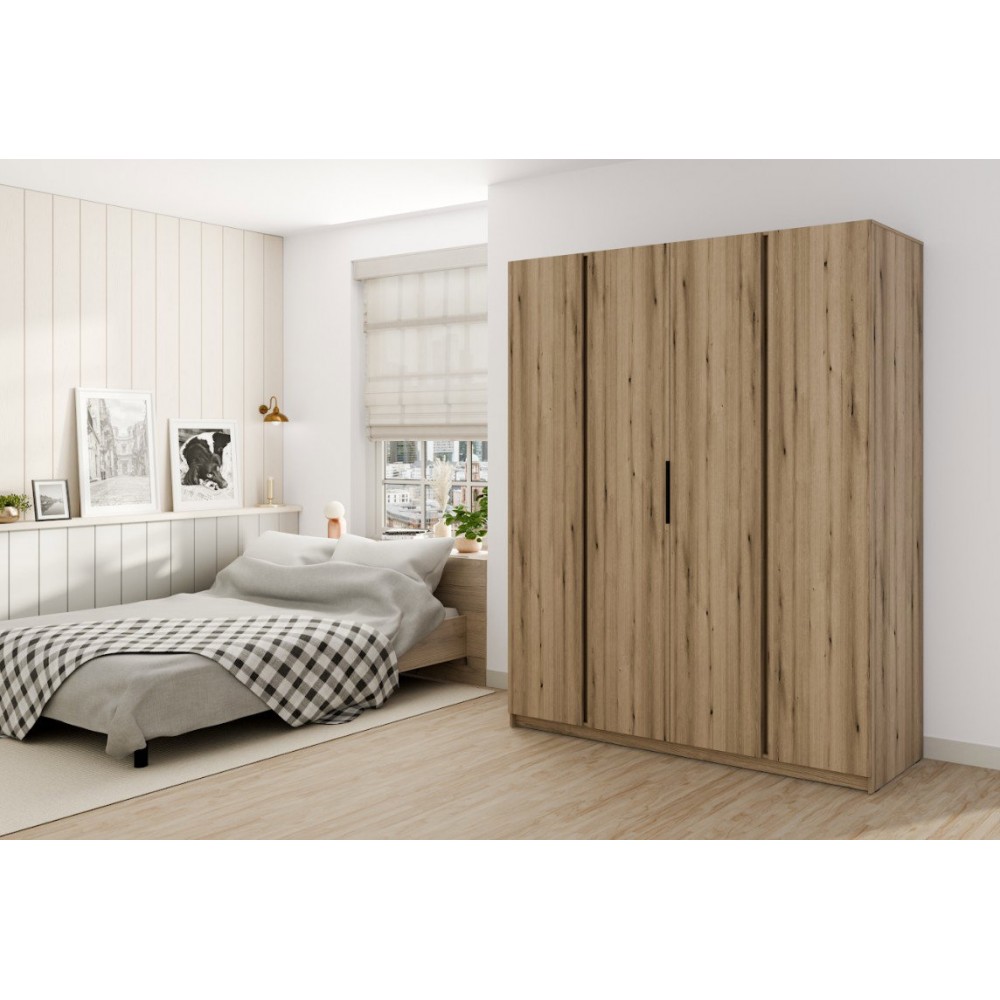 Ντουλάπα Luke 4F Τετράφυλλη-Φυσικό 200x62x239