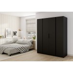 Ντουλάπα Luke 4F Τετράφυλλη-Μαύρο 200x62x239