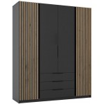 Ντουλάπα Luke 2FL Τετράφυλλη-Μαύρο 200x62x239