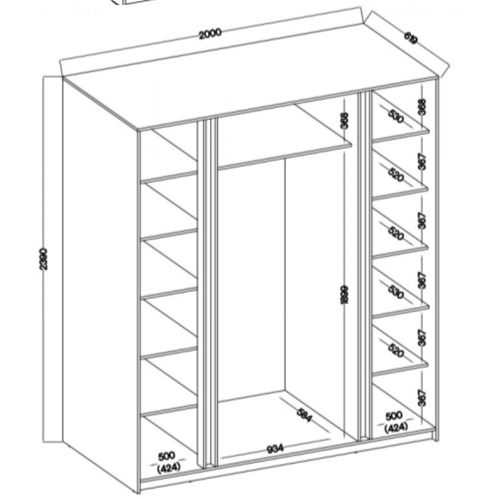 Ντουλάπα Luke LM Τετράφυλλη-Φυσικό 200x62x239