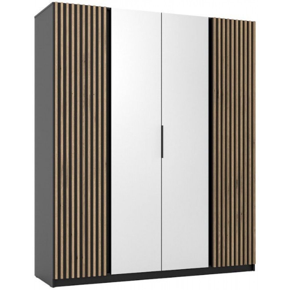 Ντουλάπα Luke LM Τετράφυλλη-Μαύρο 200x62x239