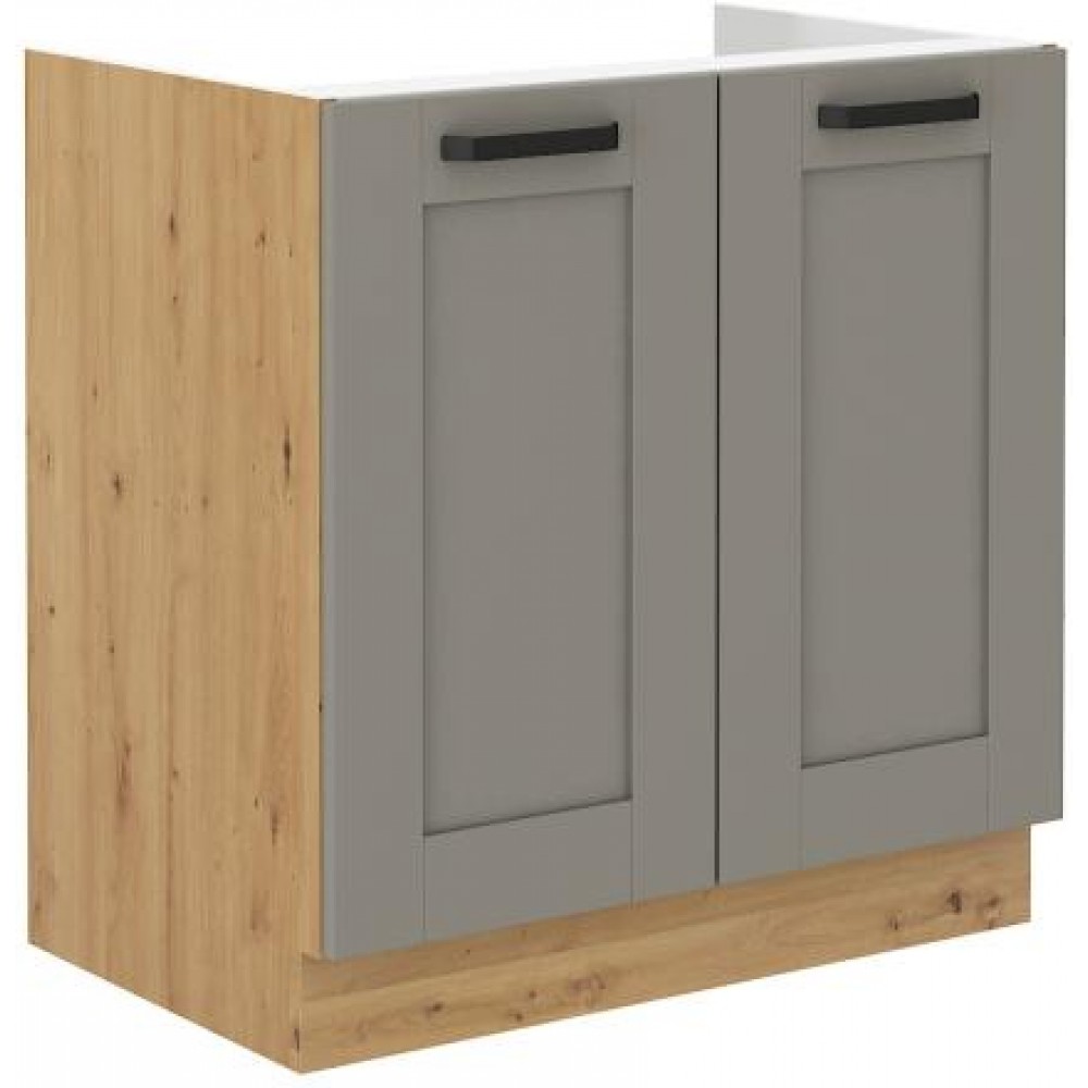 Επιδαπέδιο ντουλάπι νεροχύτη Nelor 80 ZL 2F BB-Γκρι σπέσιαλ - Φυσικό 80x52x82