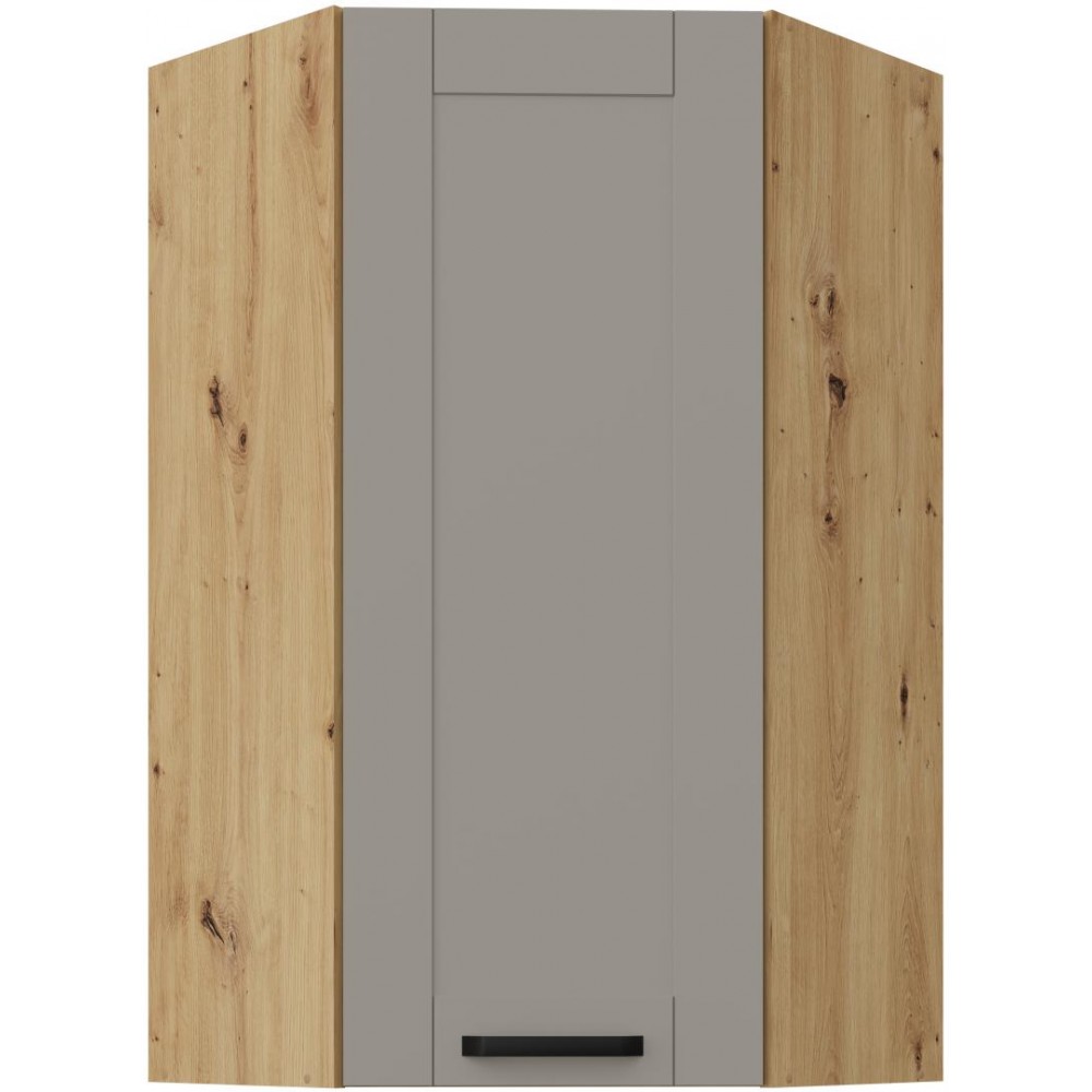 Κρεμαστό ντουλάπι γωνιακό Nelor 60x60 GN 108 1F-Γκρι σπέσιαλ - Φυσικό 60x60x107.5