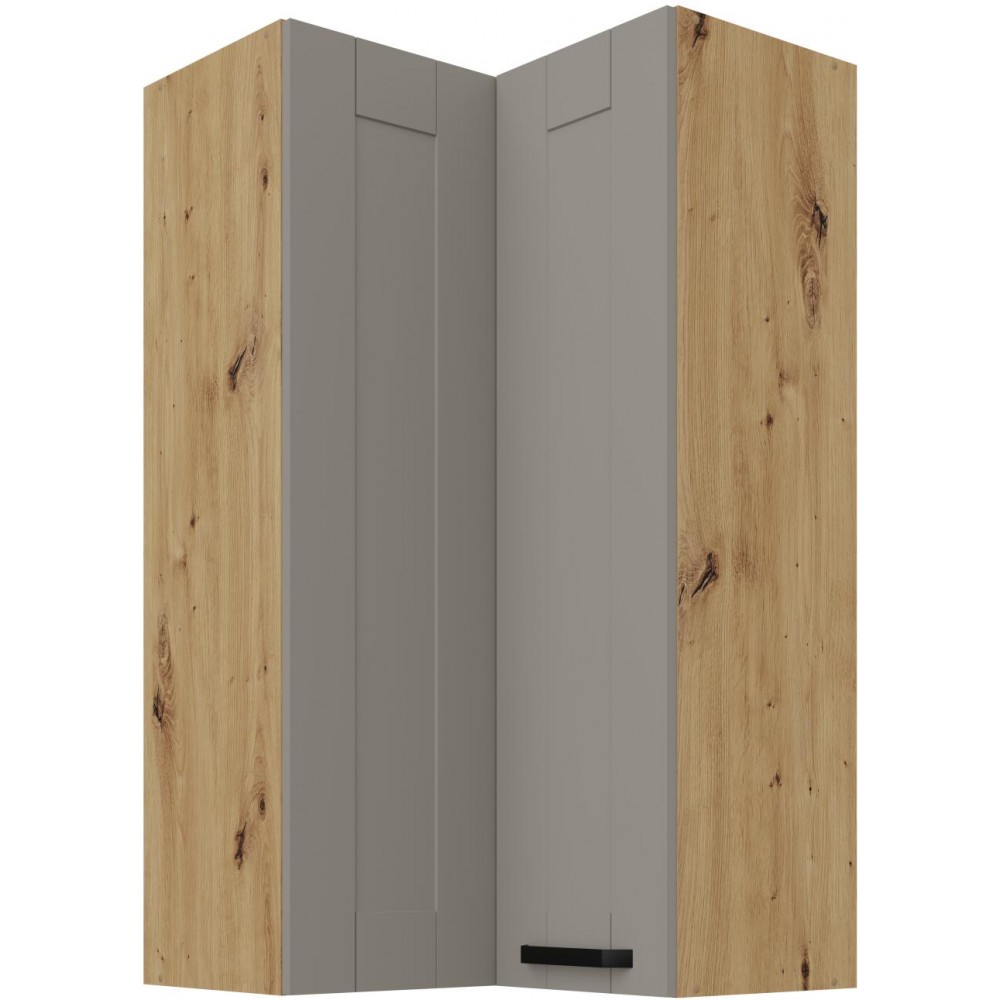 Κρεμαστό ντουλάπι γωνιακό Nelor 60x60 GN 108 2F-Γκρι σπέσιαλ - Φυσικό 60x60x107.5