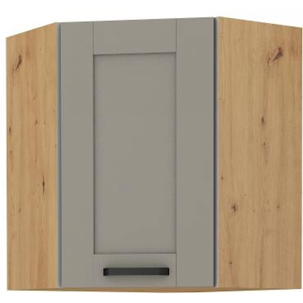 Κρεμαστό ντουλάπι γωνιακό Nelor 60x60 GN 72 1F-Γκρι σπέσιαλ - Φυσικό 60x60x71.5