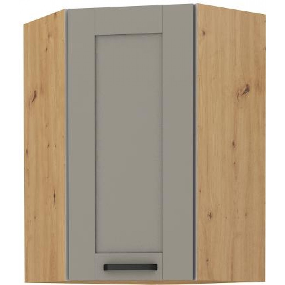 Κρεμαστό ντουλάπι γωνιακό Nelor 60x60 GN 90 1F-Γκρι σπέσιαλ - Φυσικό 60x60x90