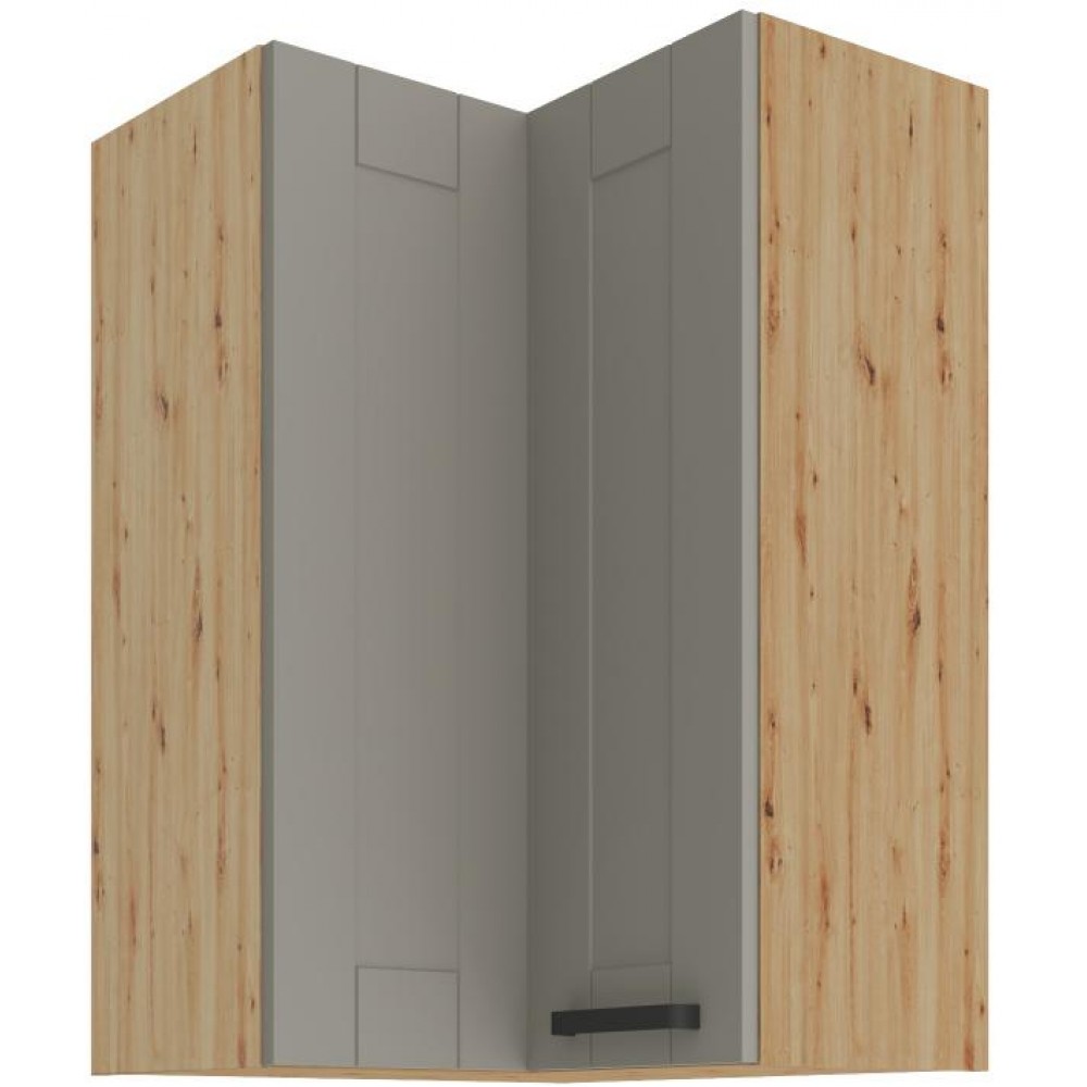 Κρεμαστό ντουλάπι γωνιακό Nelor 60x60 GN 90 2F-Γκρι σπέσιαλ - Φυσικό 60x60x90