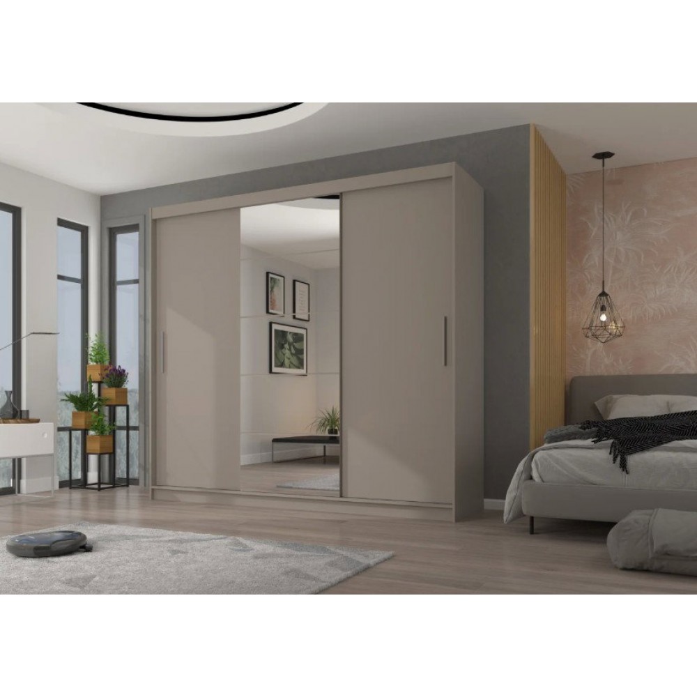 Ντουλάπα Zaist plus συρόμενη-Γκρεζ 235x59x215