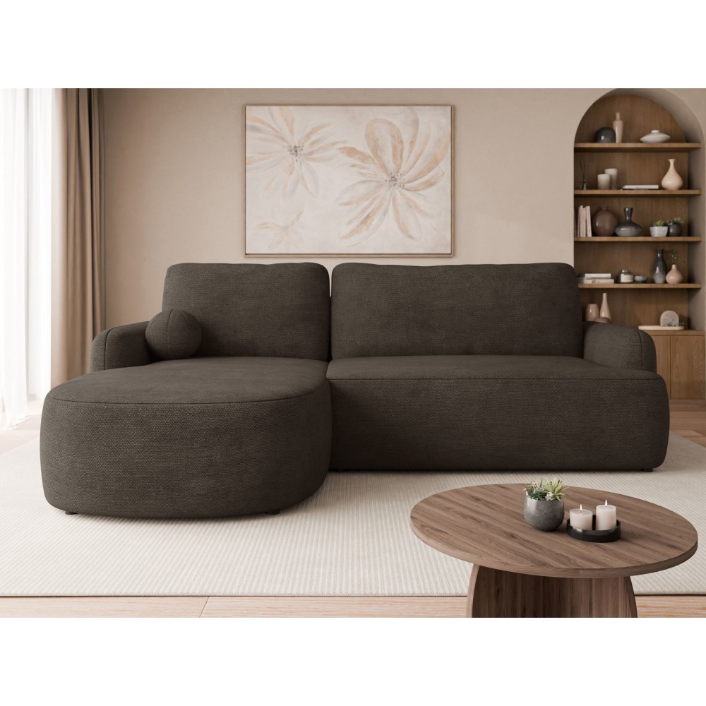 Γωνιακός καναπές Loridu-Αριστερή-Καφέ Σκούρο 250x174x90