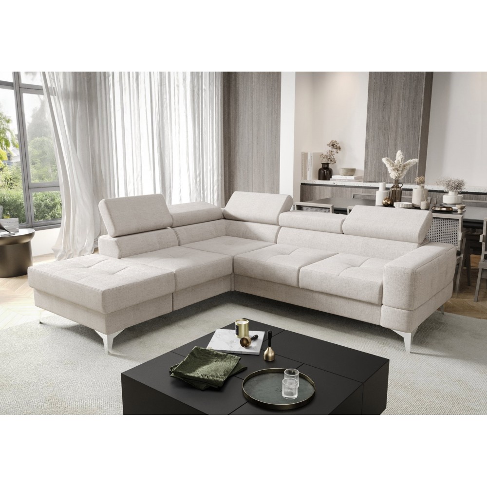 Γωνιακός καναπές Soreko Plus-Εκρού-Δεξιά 250x225x99