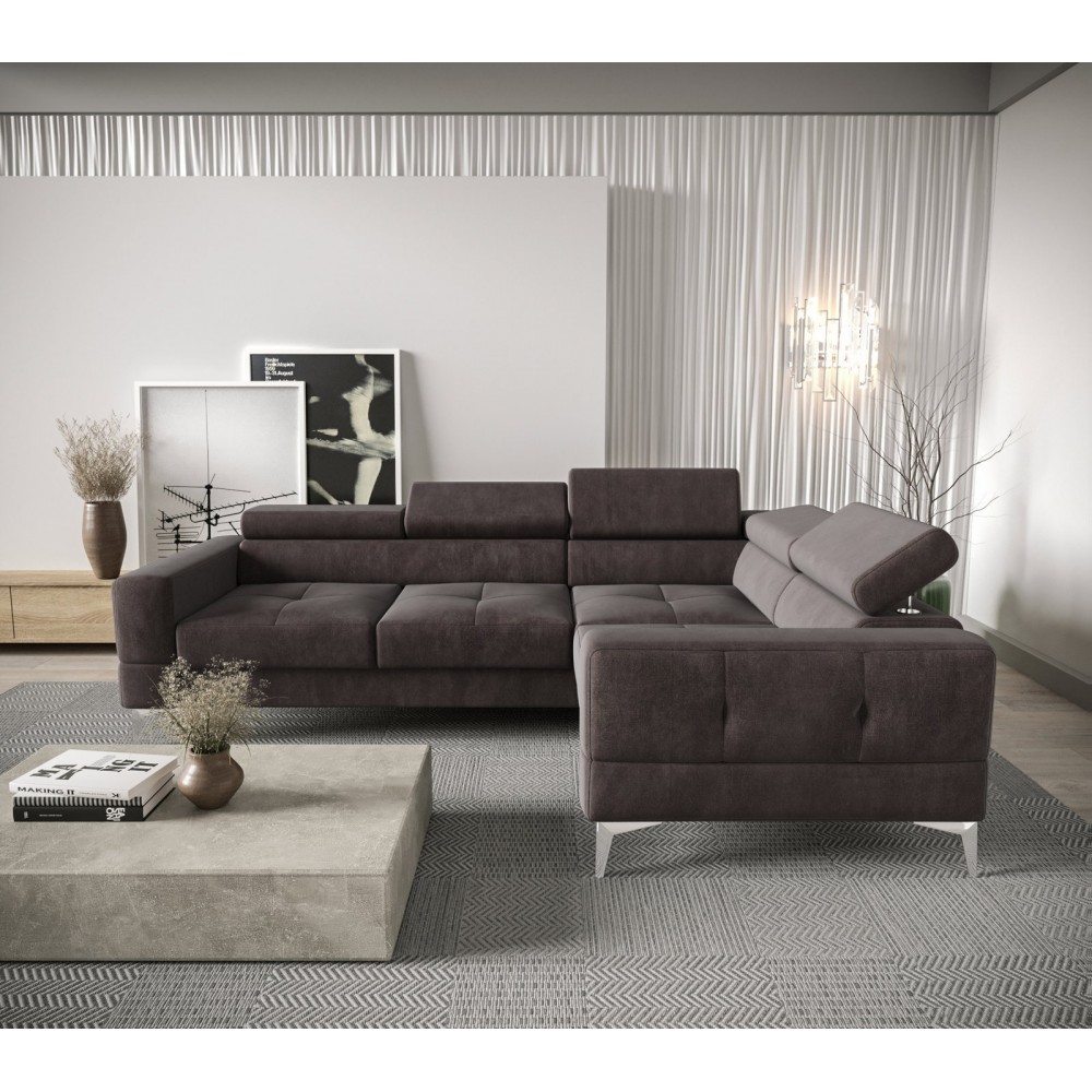 Γωνιακός καναπές Soreko-Καφέ-Αριστερή 250x180x99