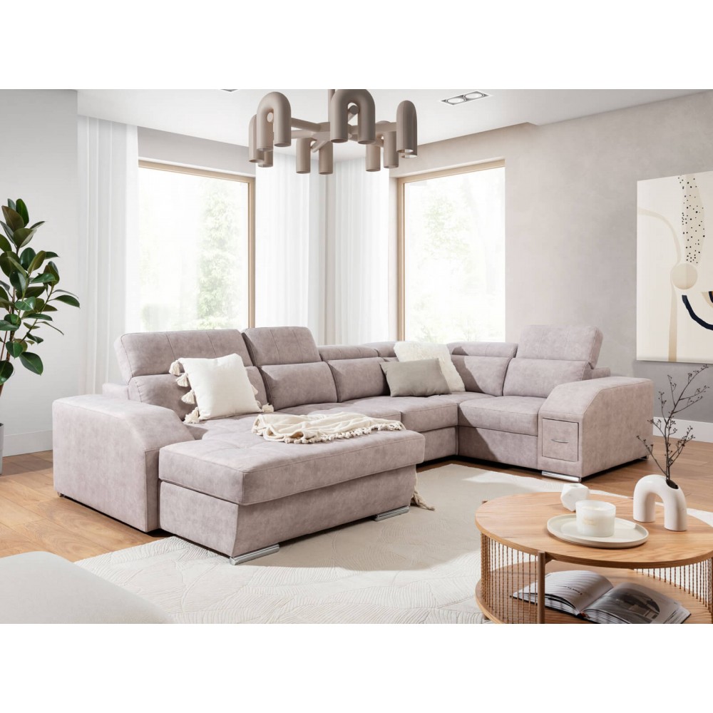 Γωνιακός Καναπές Teralia-Γκρι Ανοιχτό-Δεξιά 347x196x94
