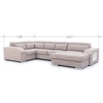 Γωνιακός Καναπές Teralia-Γκρι Ανοιχτό-Δεξιά 347x196x94