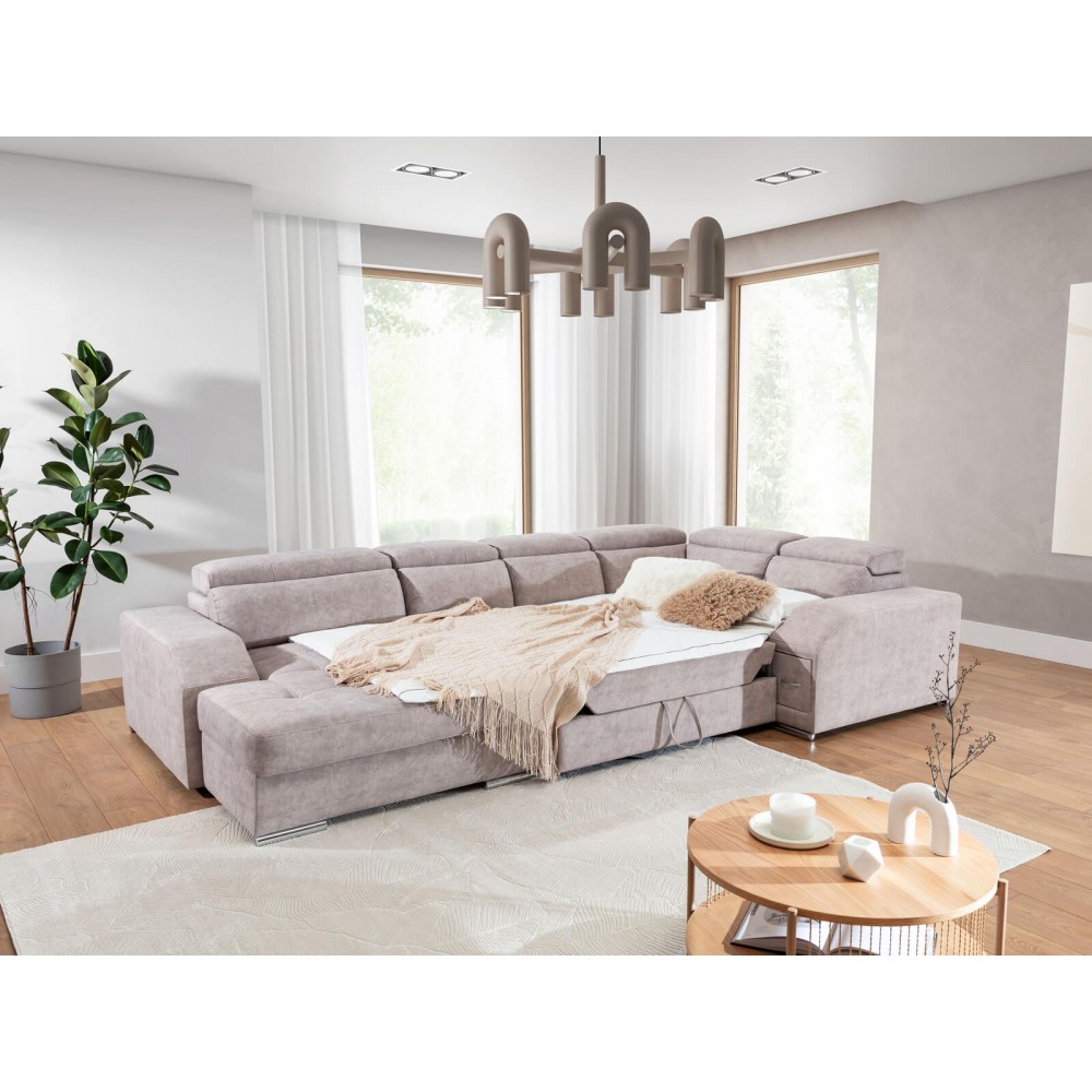 Γωνιακός Καναπές Teralia-Γκρι Ανοιχτό-Δεξιά 347x196x94