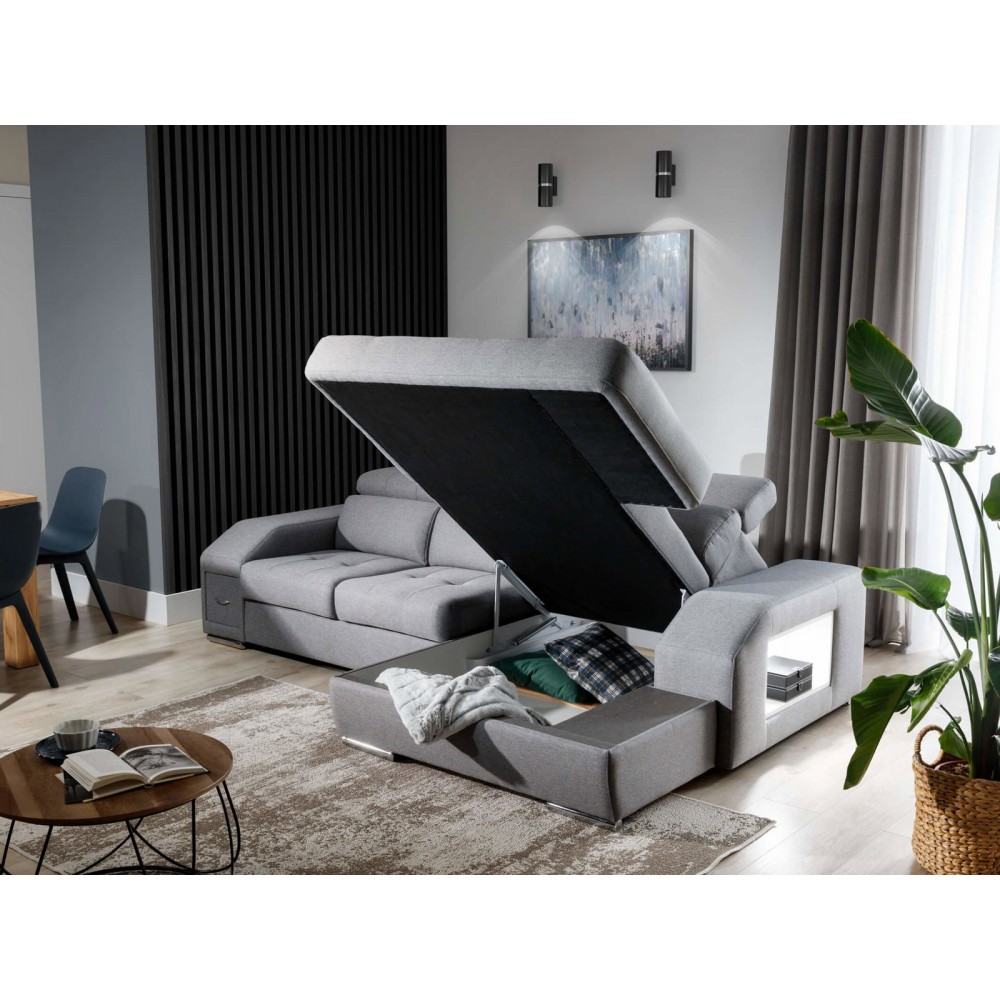 Γωνιακός Καναπές Teralia S-Γκρι Σκούρο-Δεξιά 275x173x94