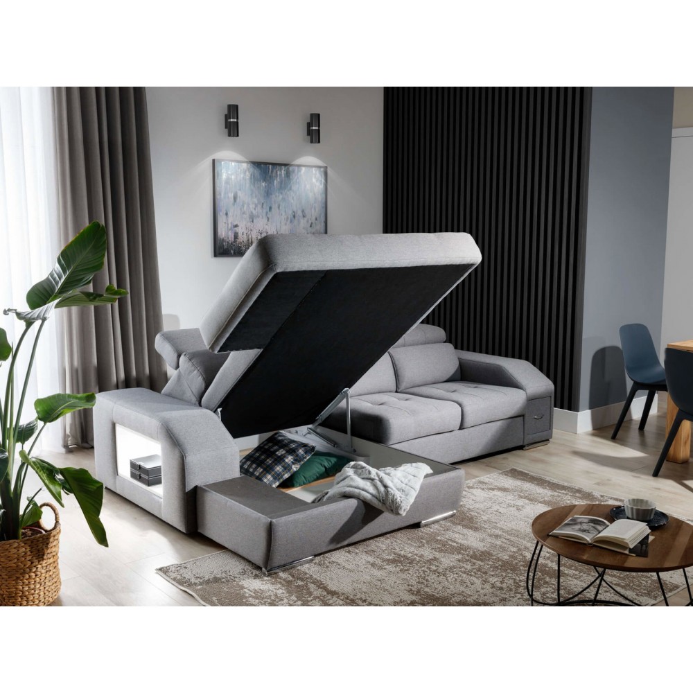 Γωνιακός Καναπές Teralia S-Γκρι Σκούρο-Αριστερή 275x173x94