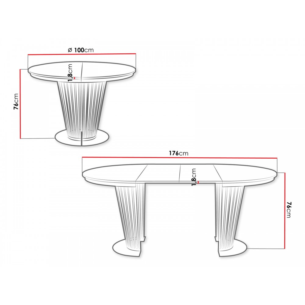 Τραπέζι Elantra Επεκτεινόμενο-Μαύρο – Κασμίρ-Μήκος: 100 εκ. 100x76