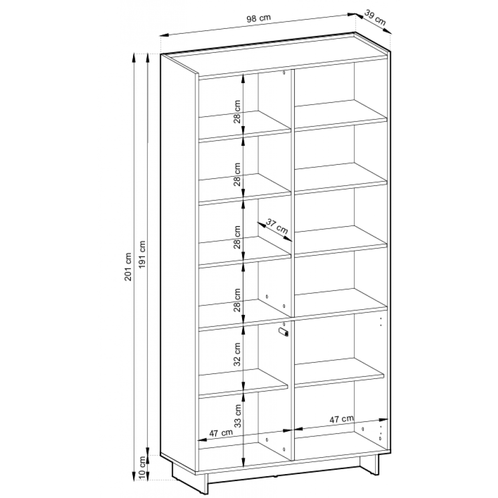 Βιβλιοθήκη Velliora 98x39x201
