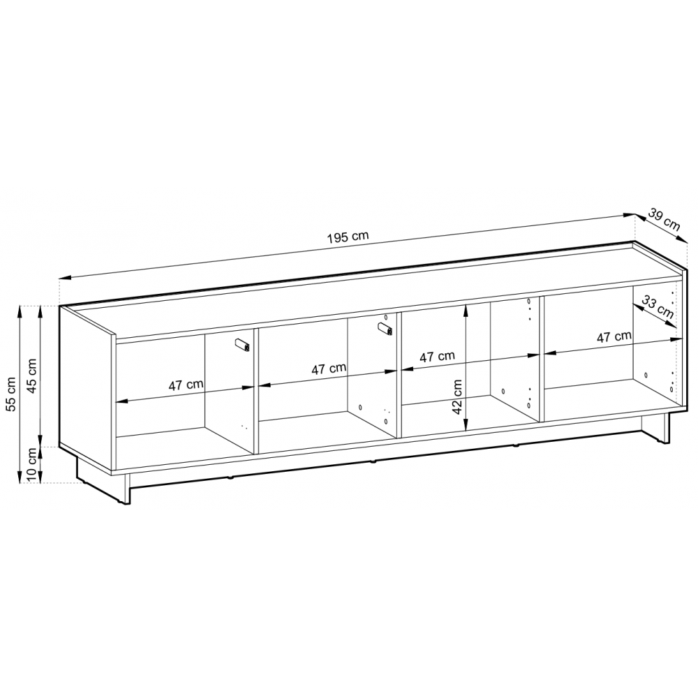 Έπιπλο Τηλεόρασης Velliora 195x39x55