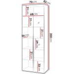 Ντουλάπα Kerkin Δίφυλλη-Με καθρέπτη 70x42x200