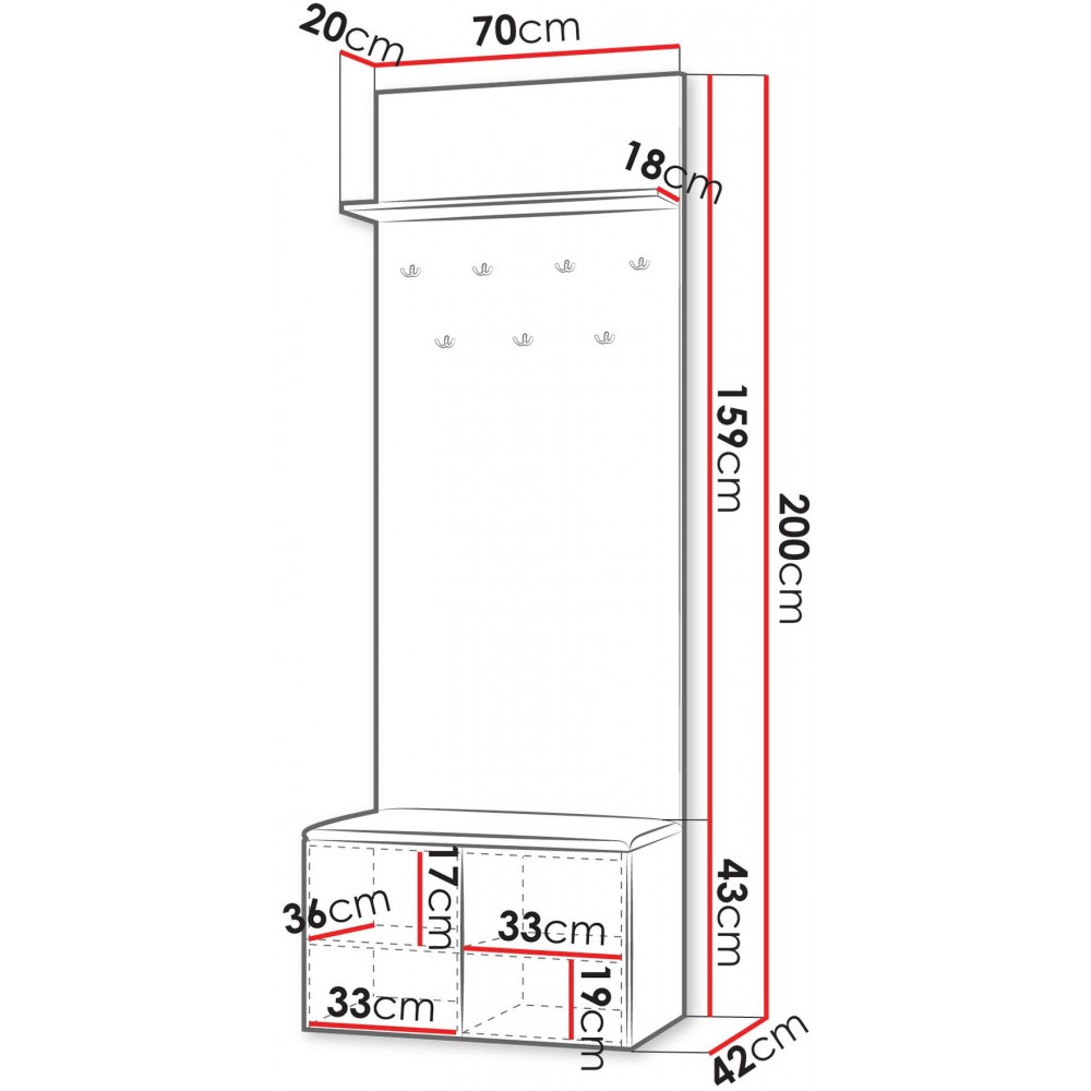 Γκαρνταρόμπα Kerkin 70x20x200