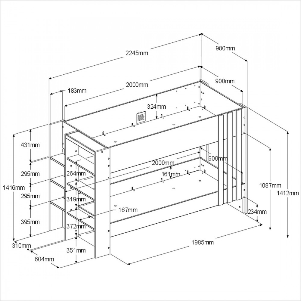 Κουκέτα Howells 224x98x143