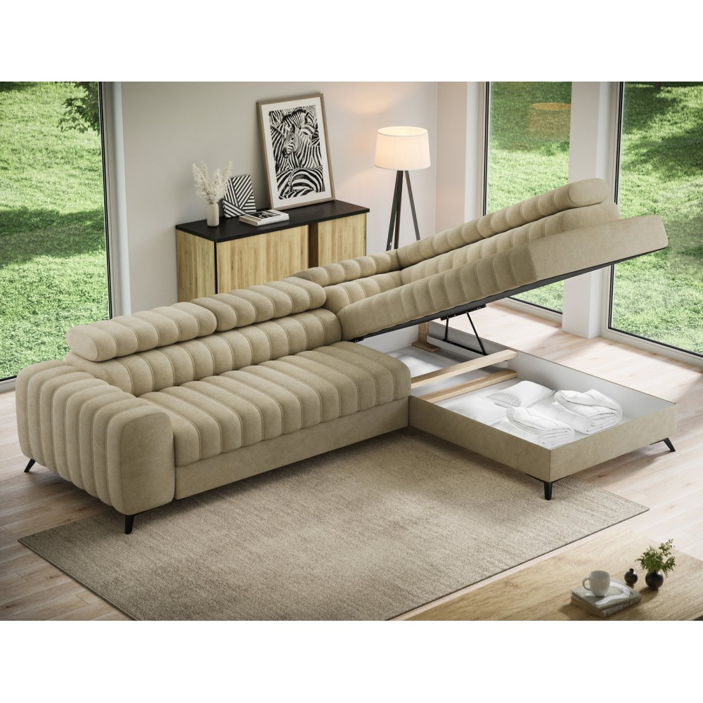 Γωνιακός Καναπές Nodar-Μπεζ-Δεξιά 269x204x72