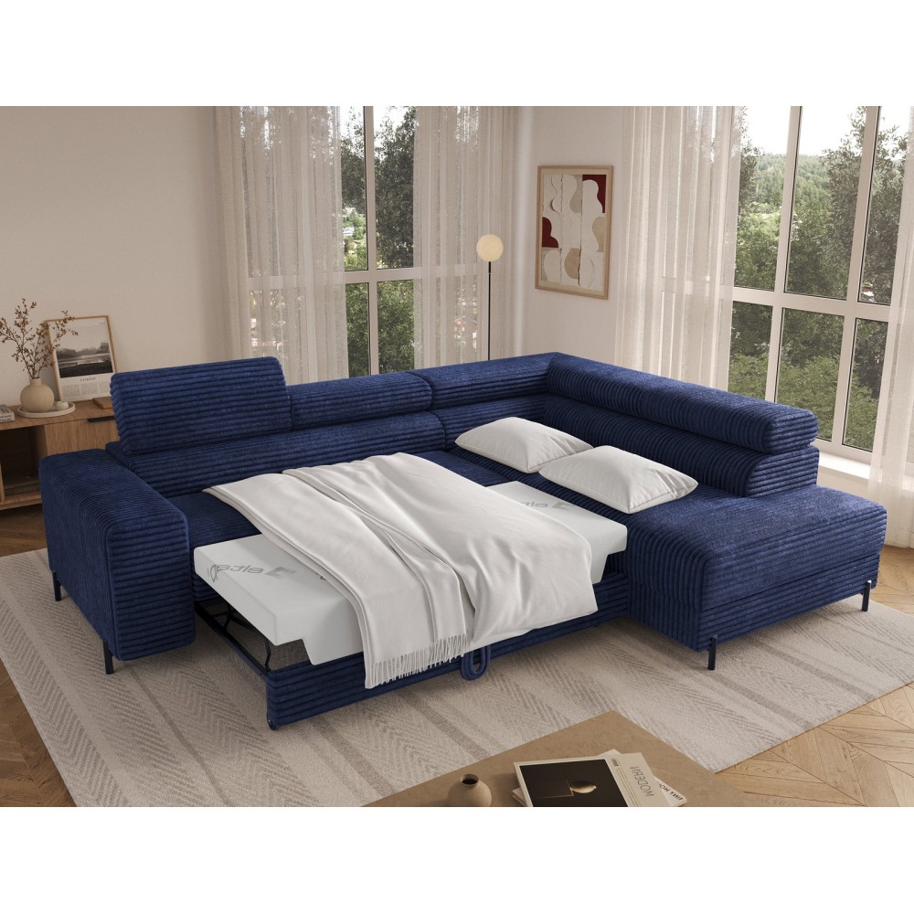 Γωνιακός Καναπές Lesor-Μπλε-Δεξιά 274x200x93
