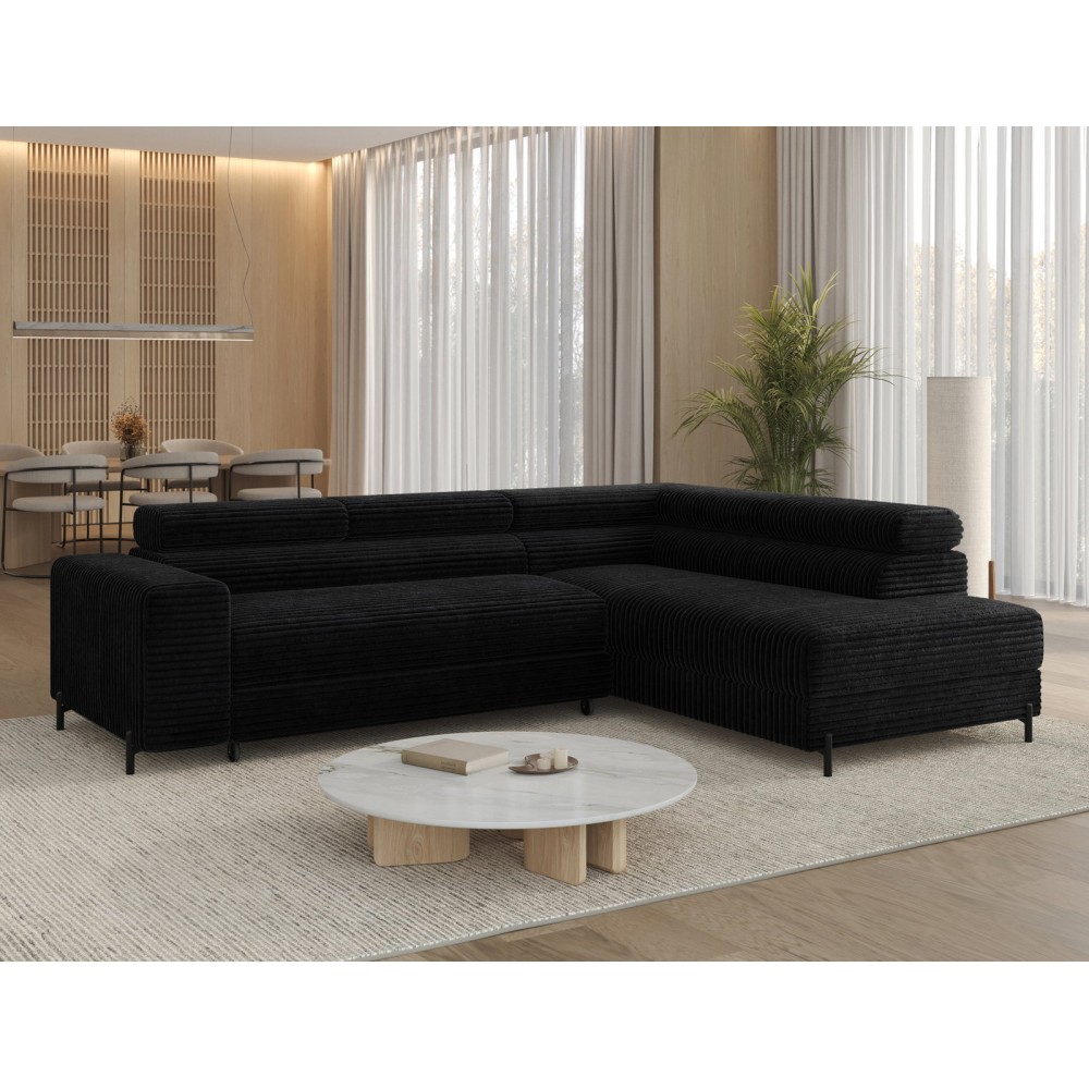 Γωνιακός Καναπές Lesor-Μαύρο-Δεξιά 274x200x93