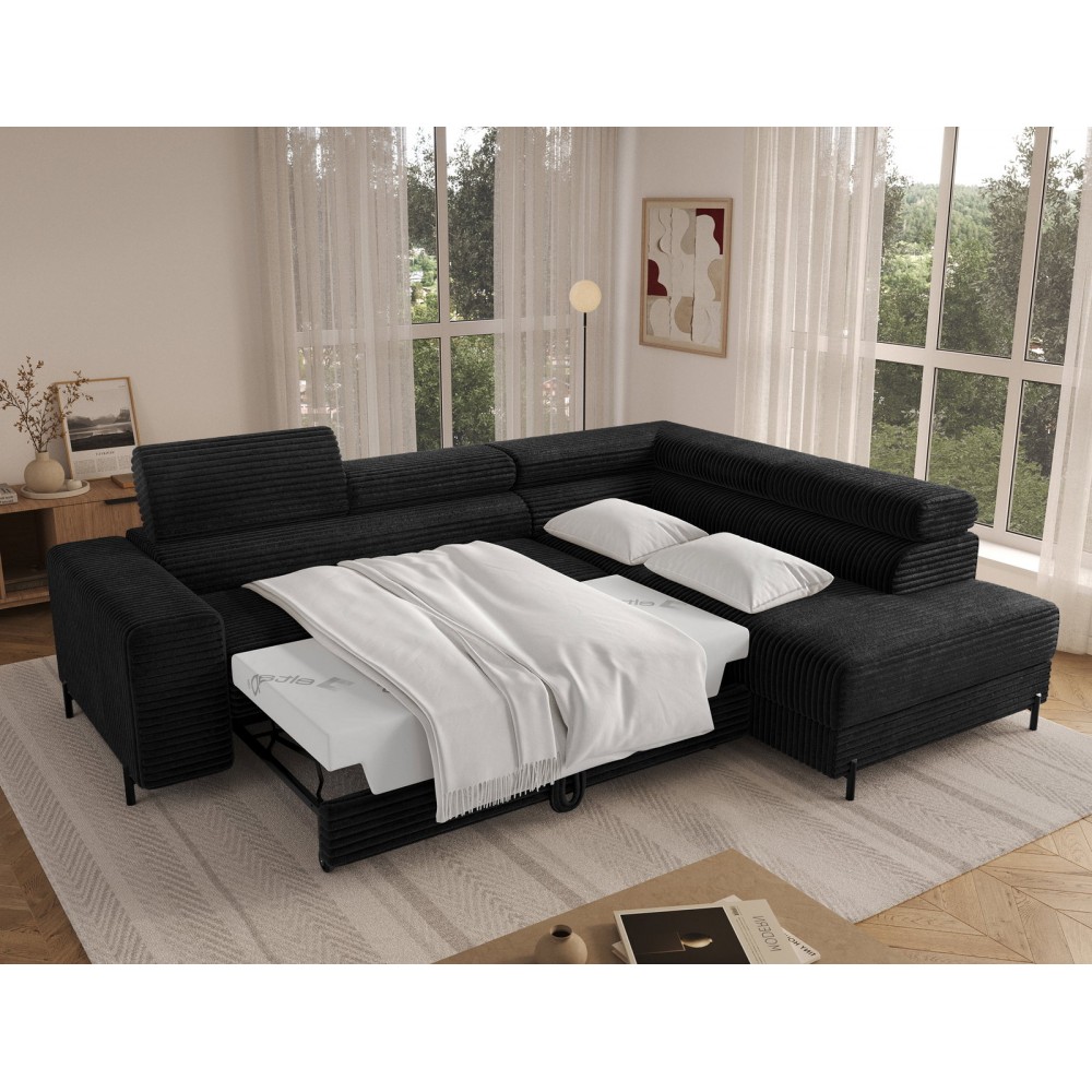 Γωνιακός Καναπές Lesor-Μαύρο-Δεξιά 274x200x93