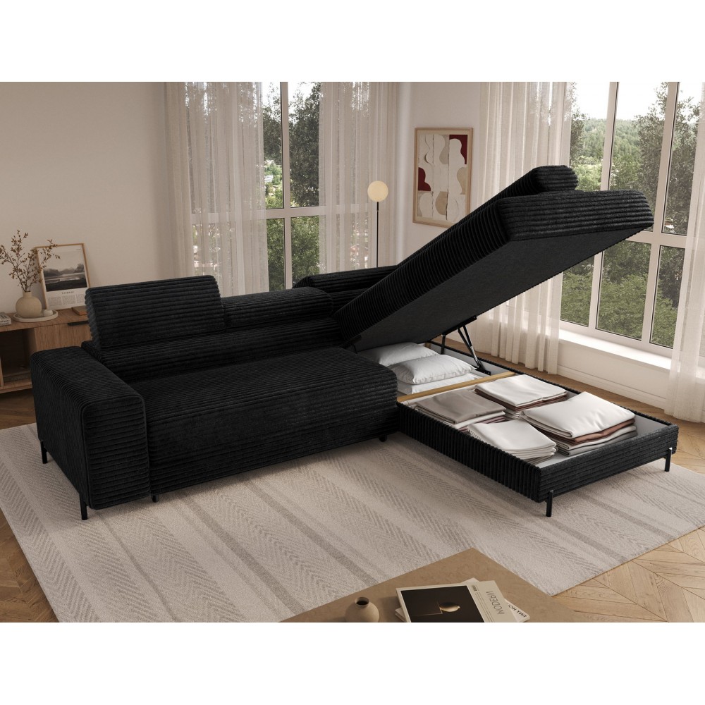 Γωνιακός Καναπές Lesor-Μαύρο-Δεξιά 274x200x93