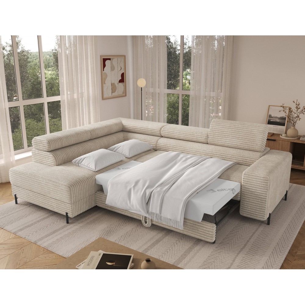 Γωνιακός Καναπές Lesor-Μπεζ-Αριστερή 274x200x93