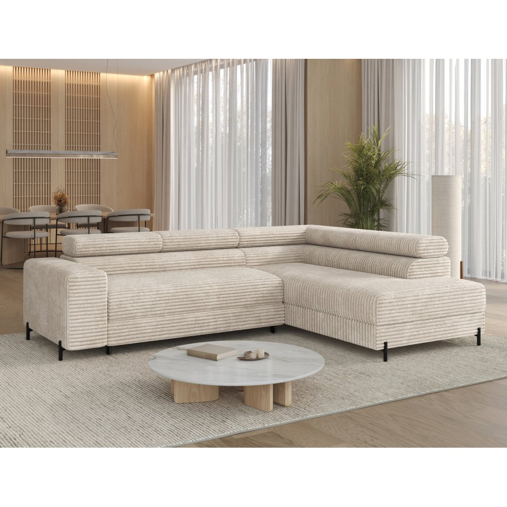 Γωνιακός Καναπές Lesor-Μπεζ-Δεξιά 274x200x93