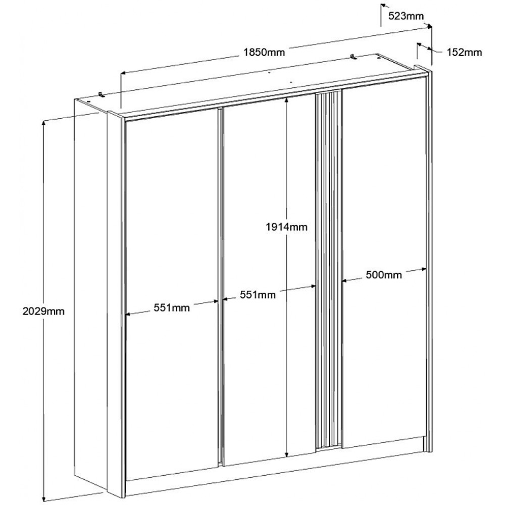 Ντουλάπα Howells Τρίφυλλη 185x52x203