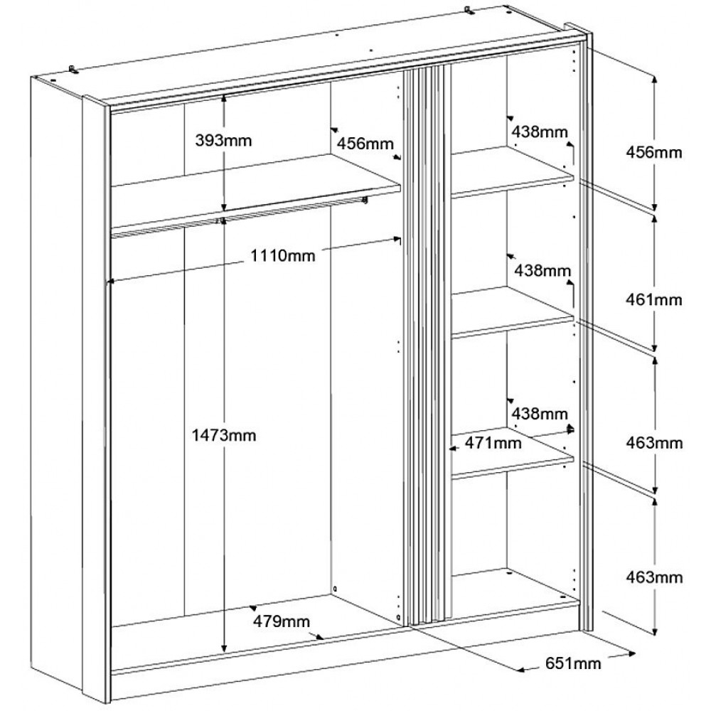 Ντουλάπα Howells Τρίφυλλη 185x52x203